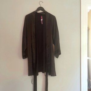 Adore Me Black Satin Robe osfa